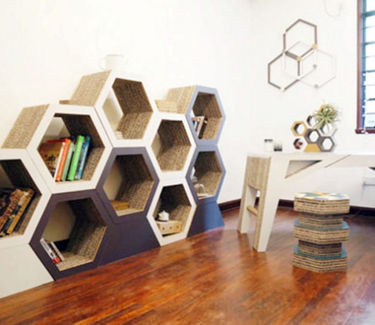 Multi Hexagonal Bookcase Design