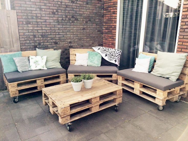 Wooden Pallets As A Seat On The Terrace