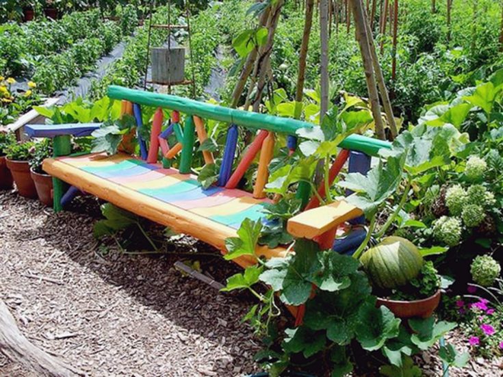 DIY Colorful Bench Garden