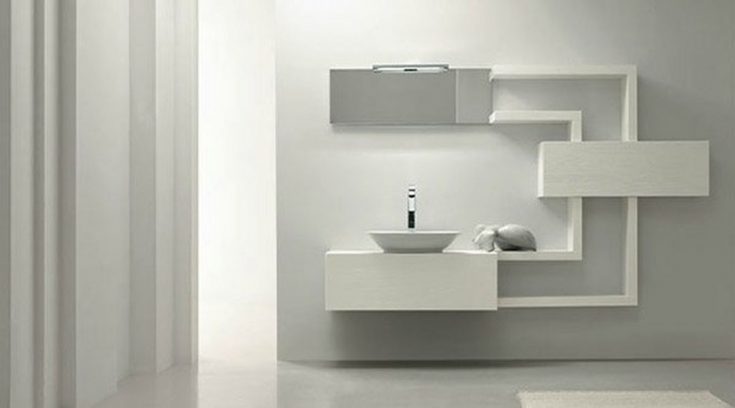White Modern Bathroom Shelves Design Ideas