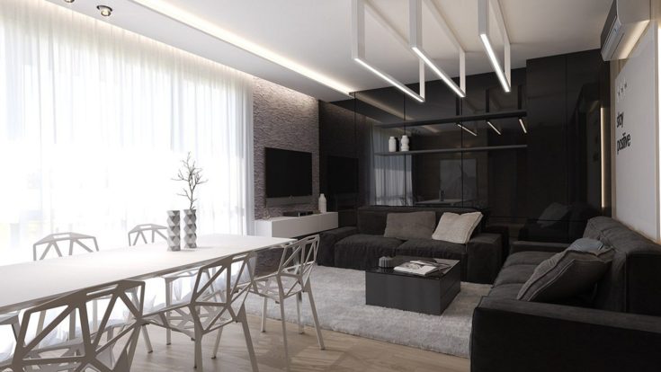 Stunning Black Living Room Interior Decoration