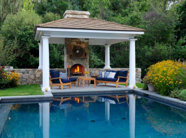 Outdoor Gazebo Design With Fire Pit