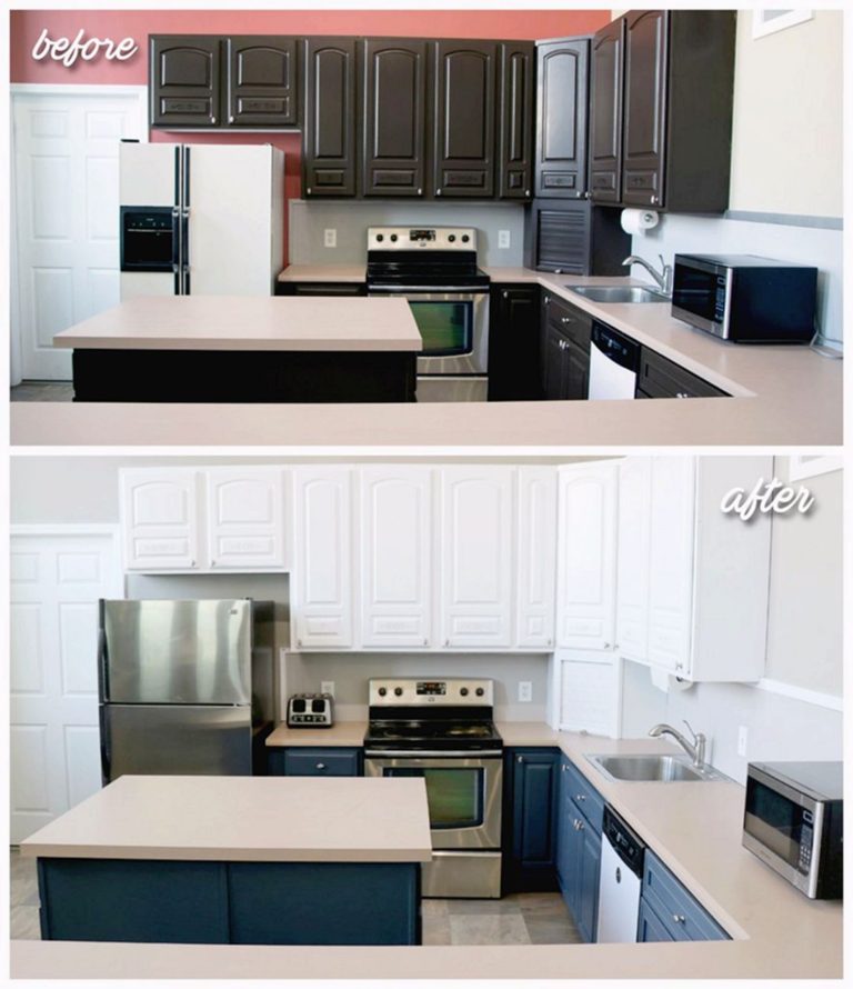 Awesome Black Cabinet To White Kitchen Cabinet Renovation