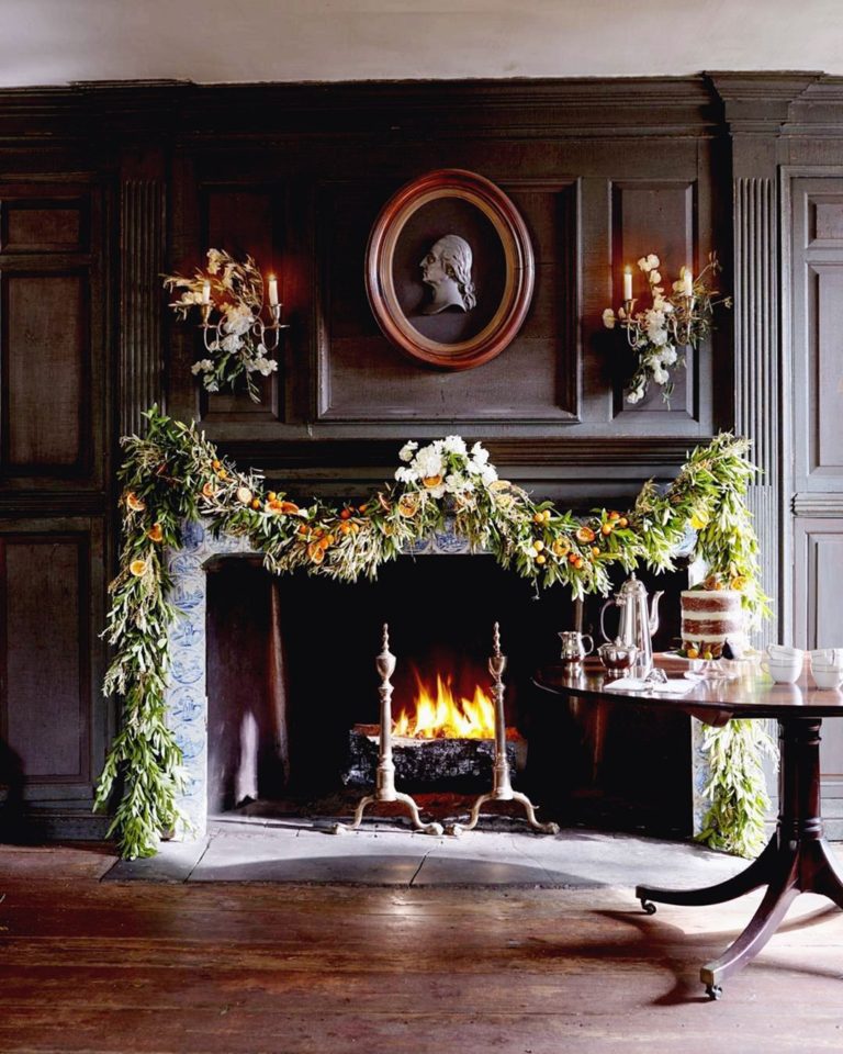 Fireplace Mantel Flower Vase Arrangement