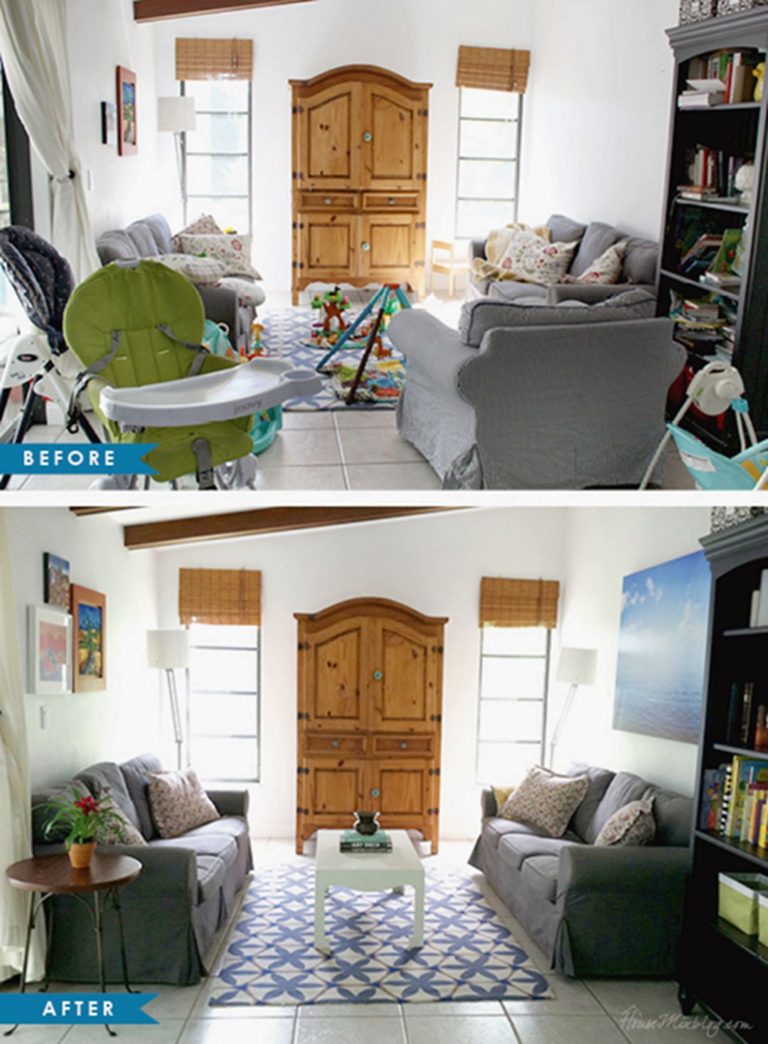 Home Living Room Makeover Before And After Picture