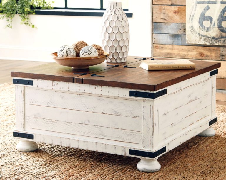 White And Brown Coffee Table With Storage
