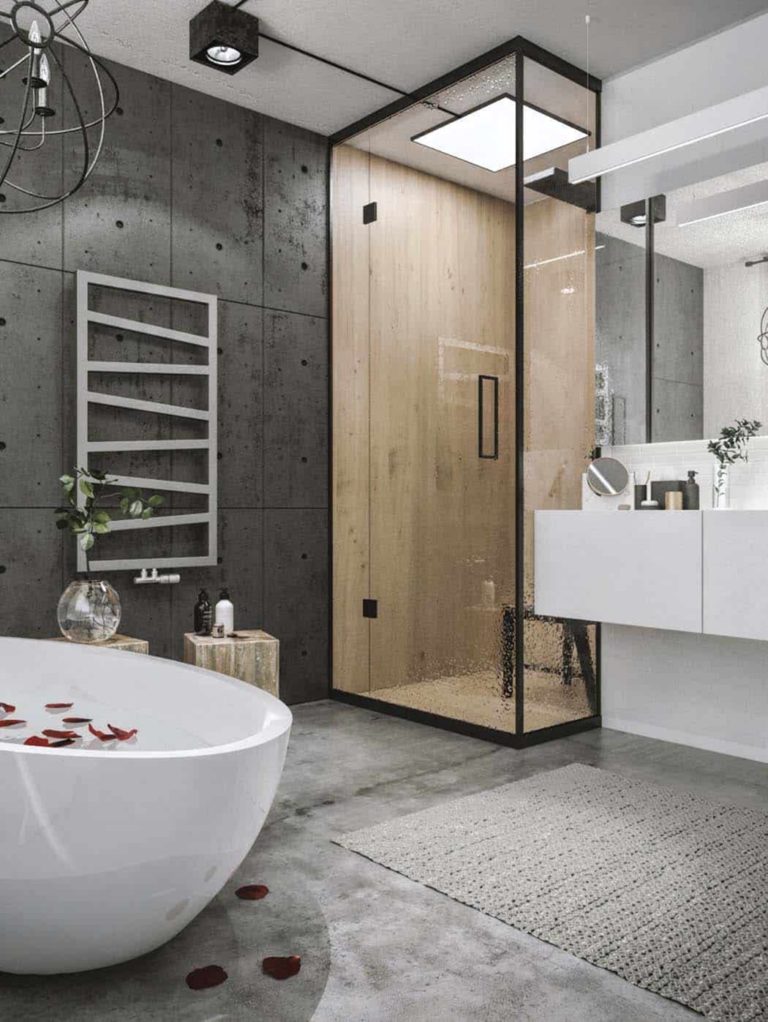 Industrial Bathroom With Concrete Walls