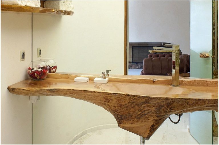 Wood sink from solid sycamore
