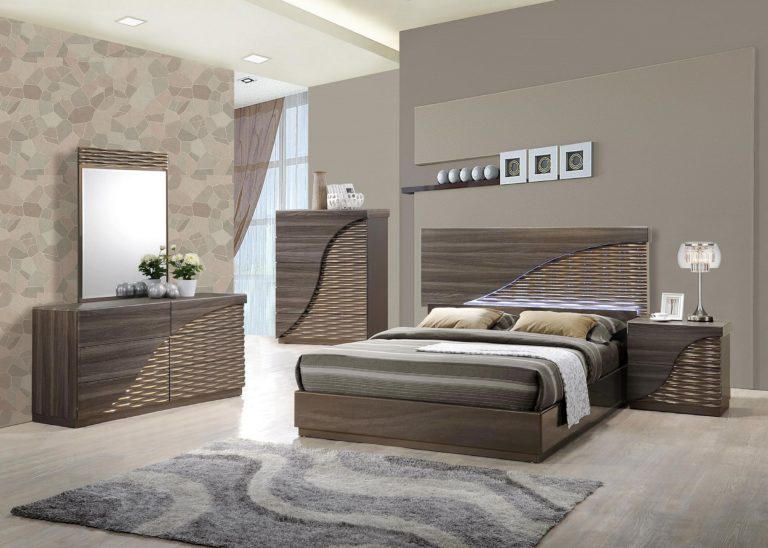 Contemporary Gold Zebra LED Bedroom Set Ideas
