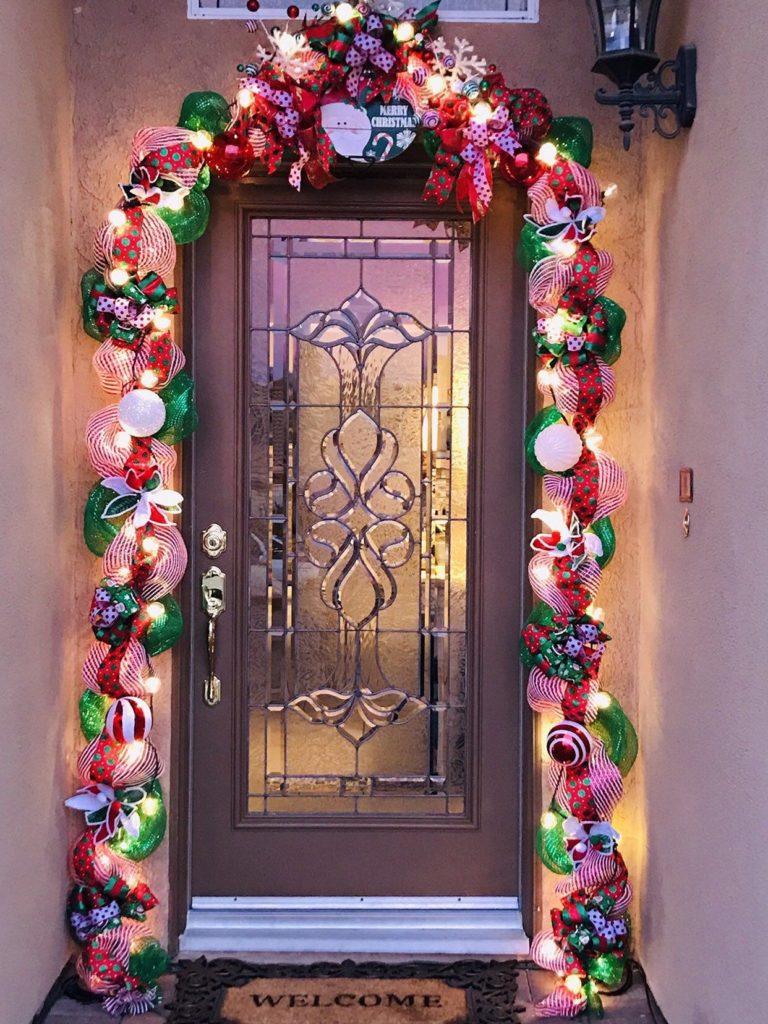 Front Door Christmas Garland with Lights Christmas Door