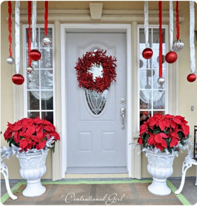 Sensational Christmas Front Door Decor With Lovely Red