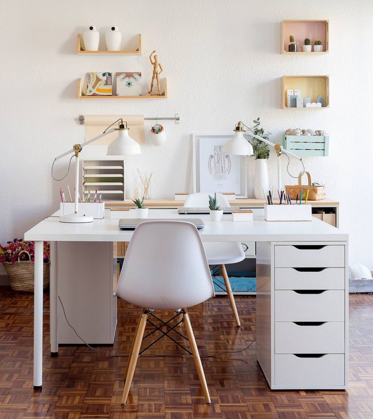 White Contemporary Home Office Design