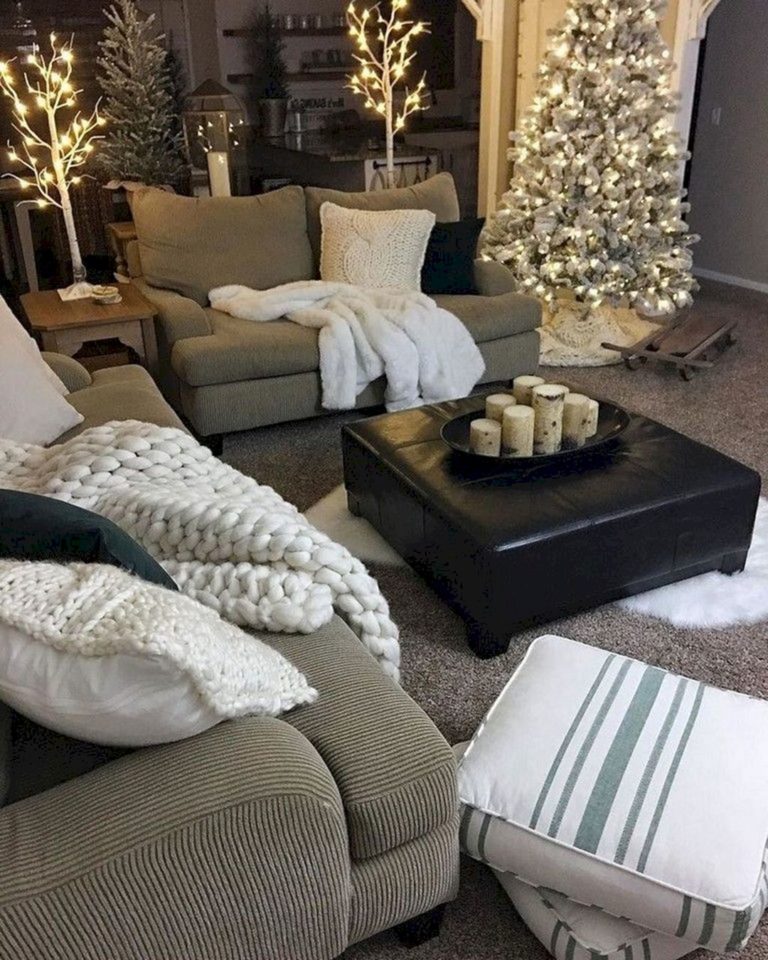 Cool 45 Awesome Winter Living Room Ideas