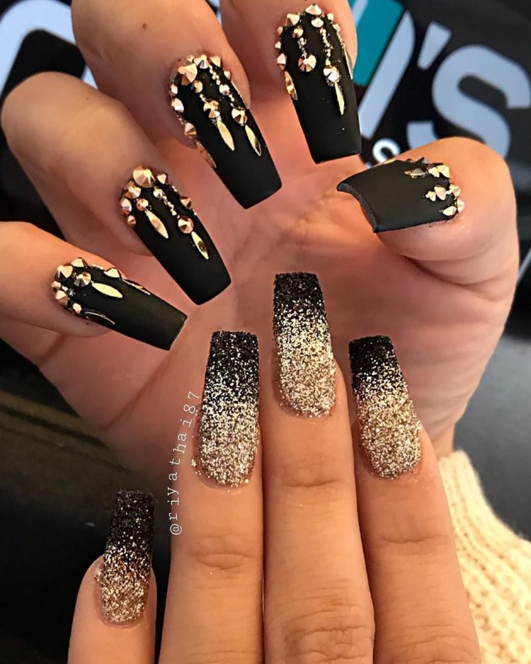 Cool Black And Gold Nail Designs