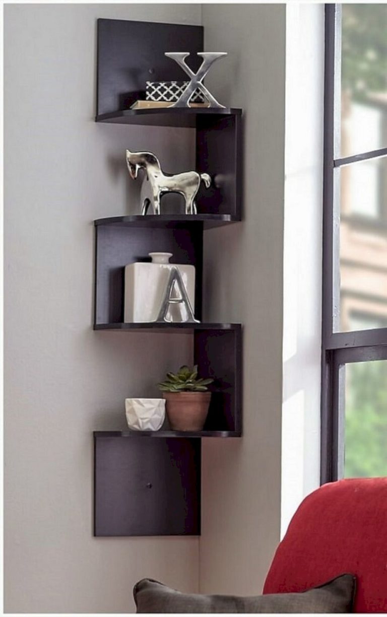 Creatively Unique DIY Corner Shelves for Living Room